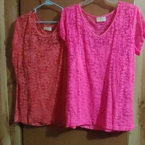 Two rose stretch lace tops
